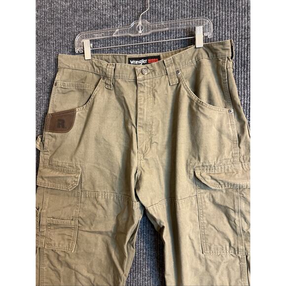 Wrangler Riggs Mens Work Wear Cargo Pants Size 36 Brown Rugged Outdoor Mid Rise - Picture 3 of 12